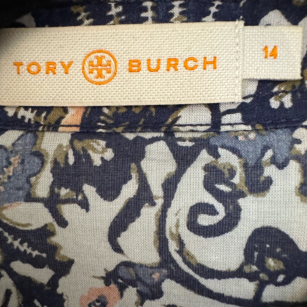 Tory Burch Blue Bridgette Printed Button Down Shirt - Picture 8 of 9